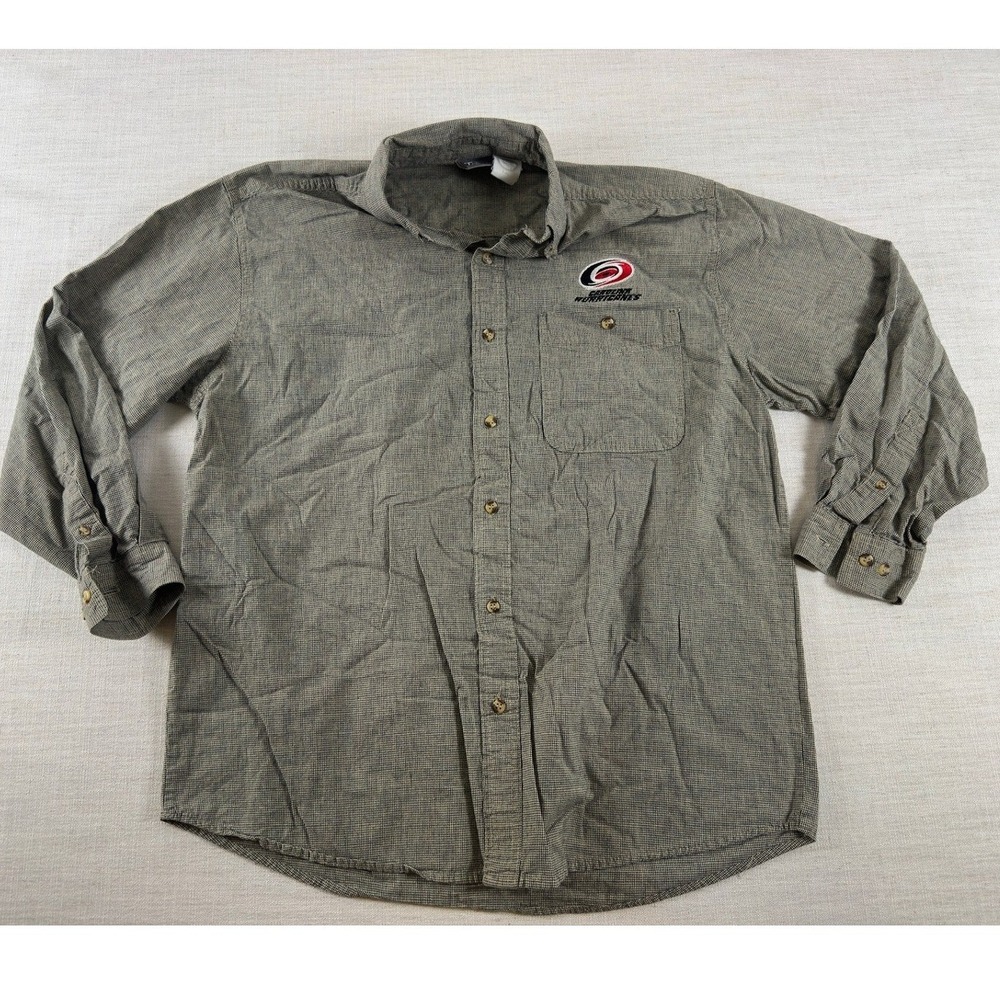 Carolina Hurricanes NHL Mens M Micro Houndstooth‎ Button Down Shirt Terry